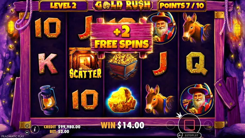 Golden Nugget point collection during Gold Rush Free Spins round